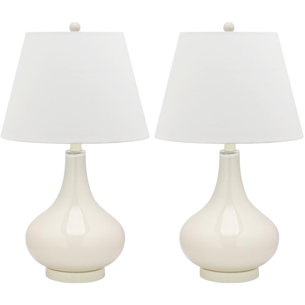 Safavieh LIT4087A AMY GOURD GLASS (SET OF 2) WHITE BASE AND NECK TABLE LAMP